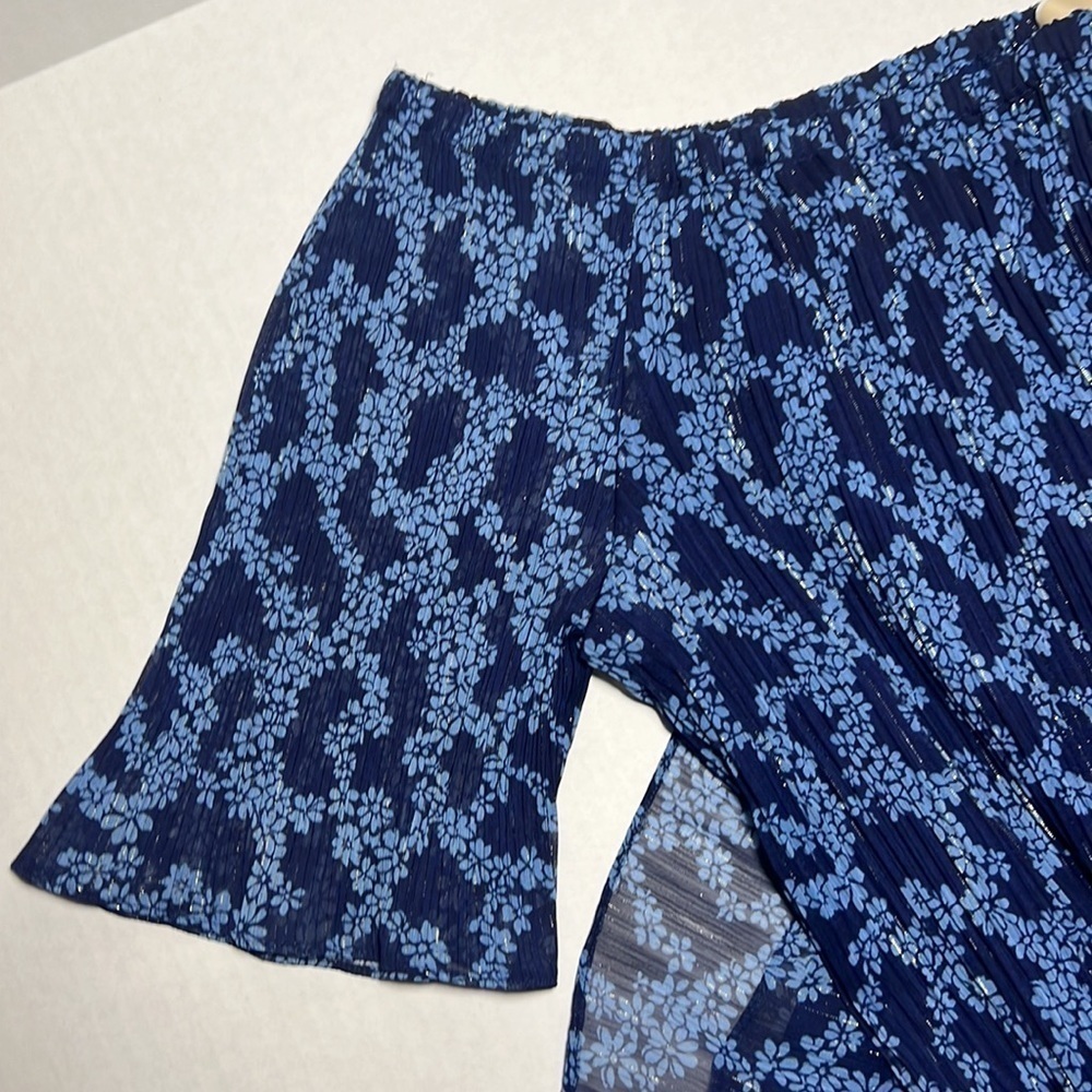 Michael Kors Sheer Blueberry Floral Print Off Shoulder Blouse Top 1X NWT  Blue - Picture 3 of 11